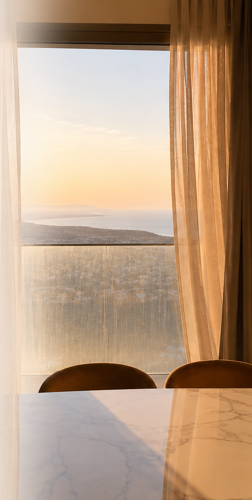 Sunset sea view from a Solénne Luxe residence